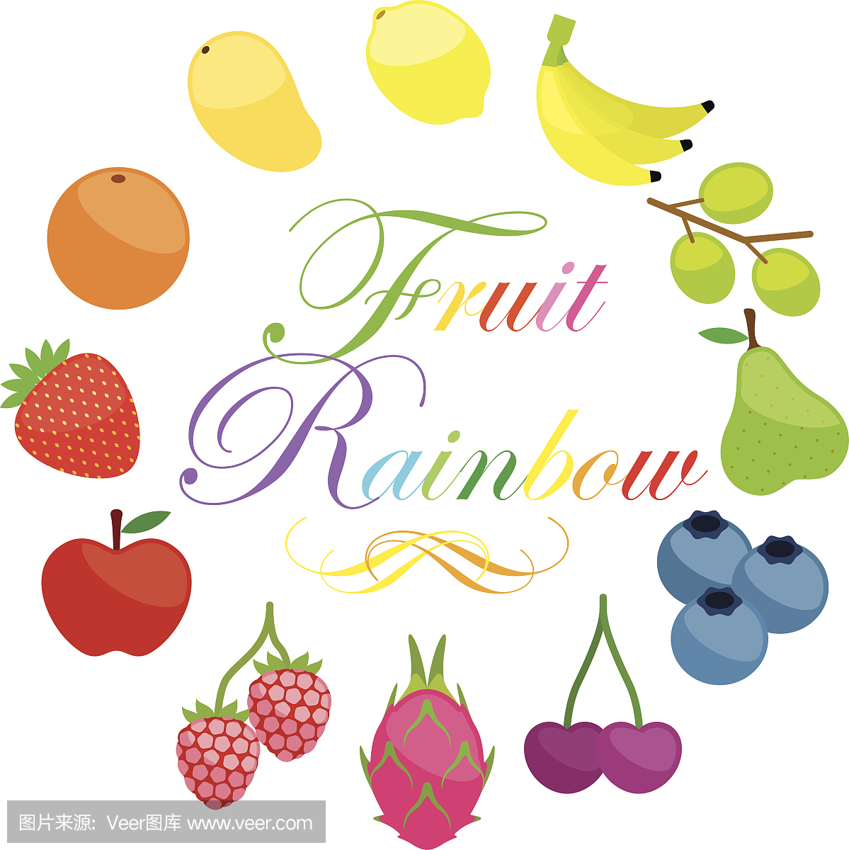 水果彩虹设计插图